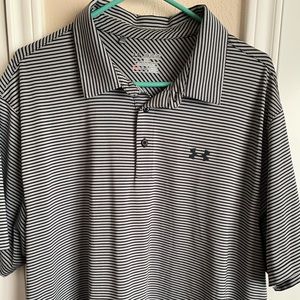 Under Armour 2xl black and gray stripped polo